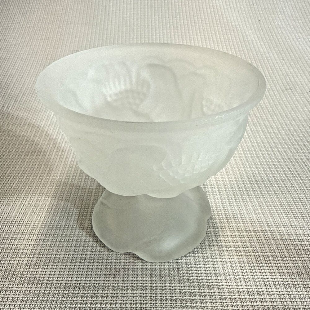 Vintage Avon Sherbet Dish Frosted Glass Floral Pedestal 70's Retro - Replacement